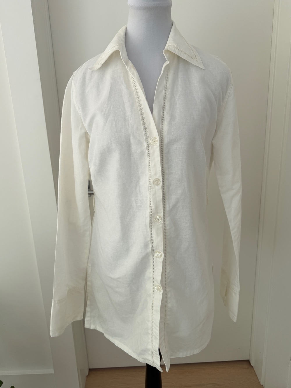 CLARA VITTI Long Sleeve Tunic Buttons Cotton Linen Coastal Neutral Minimalist